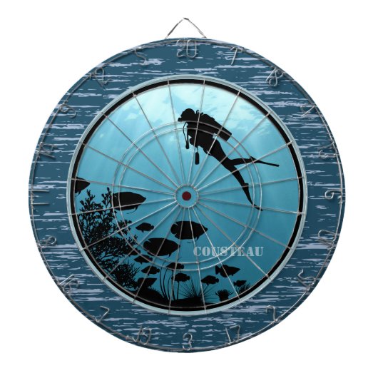 Scuba Diving Blue Zee Dartbord (Voorkant)