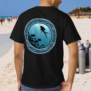 Scuba Diving Blue Zee Round Design T-shirt