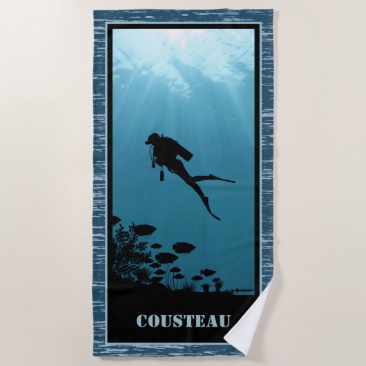 Scuba Diving Blue Zee Strandlaken (Voorkant)