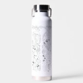 Scuba diving bottles marine life design in black waterfles (Voorkant)