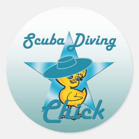 Scuba Diving Chick #7 Ronde Sticker (Voorkant)