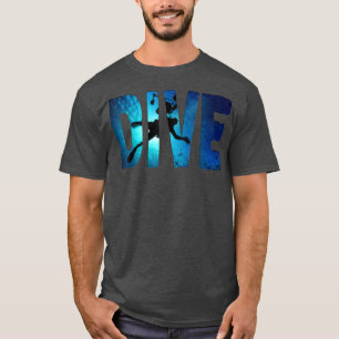 Scuba Diving Divers Shadow Deep Swim blue & black T-shirt