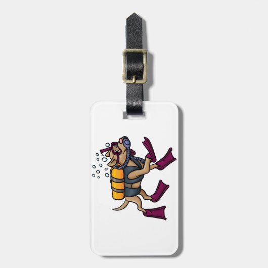 Scuba Diving Dog Bagagelabels (Voorkant verticaal)