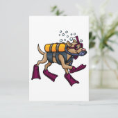 Scuba Diving Dog Invitations Kaart (Staand voorkant)