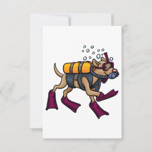 Scuba Diving Dog Invitations Kaart