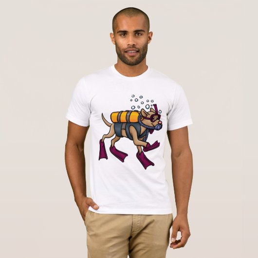 Scuba Diving Dog Mannen T-Shirt (Voorkant volledig)