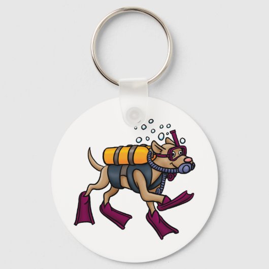Scuba Diving Dog Sleutelhanger (Voorkant)