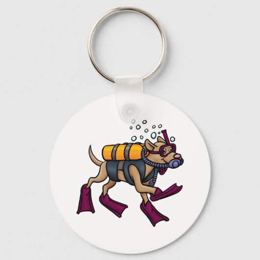 Scuba Diving Dog Sleutelhanger (Achterkant)