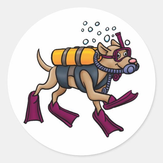 Scuba Diving Dog Stickers (Voorkant)