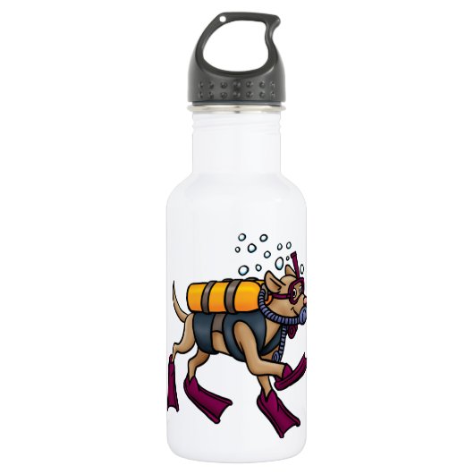 Scuba Diving Dog Water Fles (Voorkant)