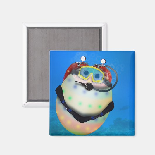 Scuba Diving Easter Egg Magneet (Voorkant / Achterkant)