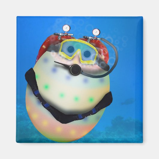 Scuba Diving Easter Egg Magneet (Voorkant)