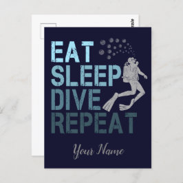 Scuba Diving Eat Sleep Dive Repeteren gezegde Briefkaart