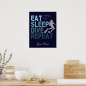 Scuba Diving Eat Sleep Dive Repeteren gezegde Poster (Keuken)
