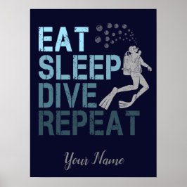 Scuba Diving Eat Sleep Dive Repeteren gezegde Poster