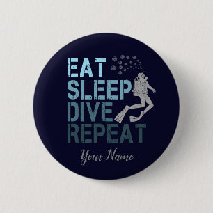 Scuba Diving Eat Sleep Dive Repeteren gezegde Ronde Button 5,7 Cm
