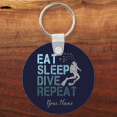 Scuba Diving Eat Sleep Dive Repeteren gezegde Sleutelhanger (Voorkant)