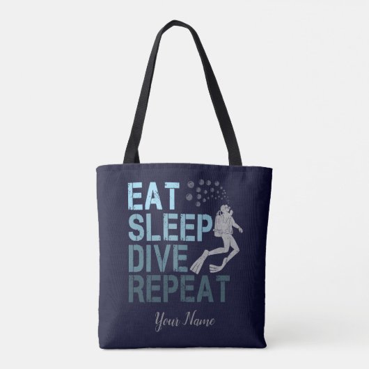 Scuba Diving Eat Sleep Dive Repeteren gezegde Tote Bag (Achterkant)