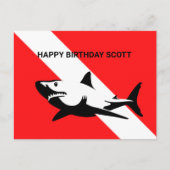 Scuba Diving Flag and Shark Birthday Briefkaart (Voorkant)