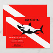 Scuba Diving Flag and Shark Birthday Kaart (Voorkant / Achterkant)