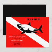 Scuba Diving Flag and Shark Birthday Kaart (Voorkant / Achterkant)