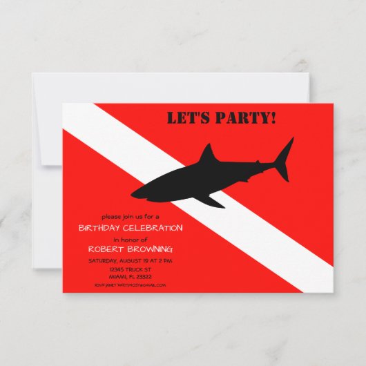Scuba Diving Flag and Shark Photo Birthday Kaart (Voorkant)