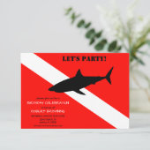 Scuba Diving Flag and Shark Photo Birthday Kaart (Staand voorkant)