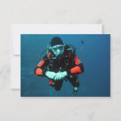 Scuba Diving Flag and Shark Photo Birthday Kaart (Achterkant)