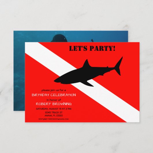 Scuba Diving Flag and Shark Photo Birthday Kaart (Voorkant / Achterkant)