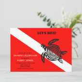 Scuba Diving Flag and Zee Turtle Photo Birthday Kaart (Staand voorkant)