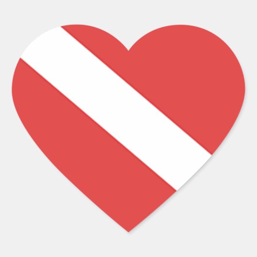 Scuba Diving Flag - Divers Emblem Red White Hart Sticker (Voorkant)