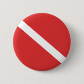 Scuba Diving Flag - Divers Emblem Red White Ronde Button 5,7 Cm (Voorkant)