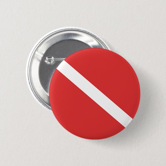 Scuba Diving Flag - Divers Emblem Red White Ronde Button 5,7 Cm (Voorkant /achterkant)