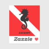 Scuba Diving Flag en Seahorse Custom Sticker (Vel)