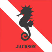 Scuba Diving Flag en Seahorse Custom Sticker (Voorkant)
