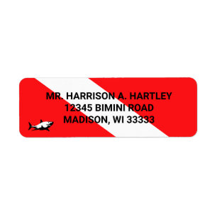 Scuba Diving Flag Return Address Label