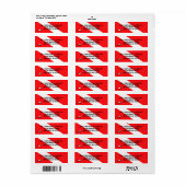 Scuba Diving Flag Return Address Label (Full Sheet)