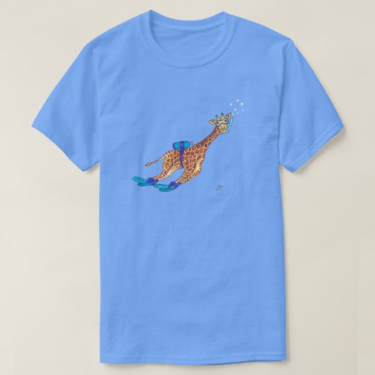 Scuba Diving Giraffe Waterverf T-shirt (Design voorkant)