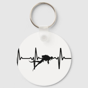 Scuba Diving Heart Pulse Key Ring Sleutelhanger