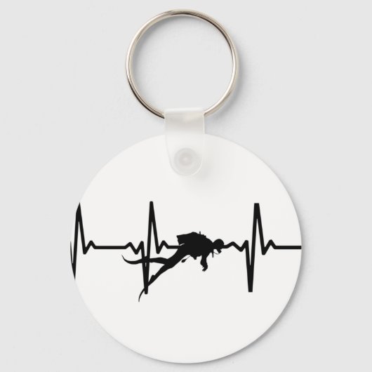 Scuba Diving Heart Pulse Key Ring Sleutelhanger (Voorkant)