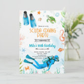 Scuba Diving party Invitation Kaart (Staand voorkant)