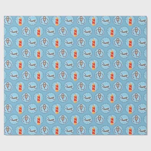 Scuba Diving Pattern - Cute Scuba Theme Cadeaupapier (Vlak)