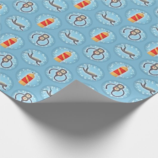 Scuba Diving Pattern - Cute Scuba Theme Cadeaupapier (Hoek)
