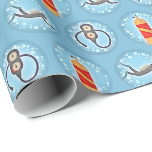 Scuba Diving Pattern - Cute Scuba Theme Cadeaupapier (Rol Hoek)