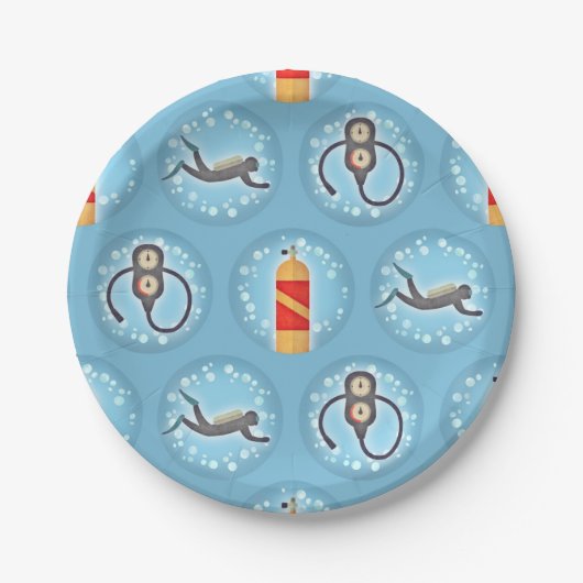 Scuba Diving Pattern - Cute Scuba Theme Papieren Bordje (Voorkant)