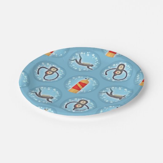 Scuba Diving Pattern - Cute Scuba Theme Papieren Bordje (Gekanteld)