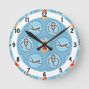 Scuba Diving Pattern - Cute Scuba Theme Ronde Klok