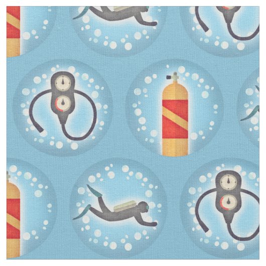 Scuba Diving Pattern - Cute Scuba Theme Stof (Close Up)