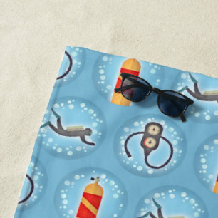 Scuba Diving Pattern - Cute Scuba Theme Strandlaken
