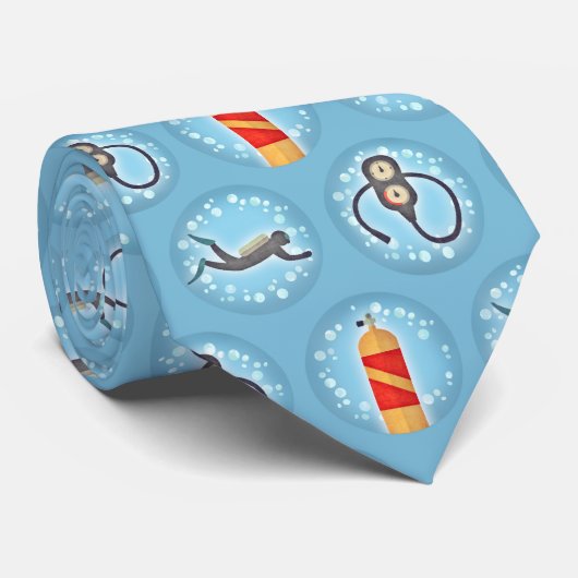 Scuba Diving Pattern - Cute Scuba Theme Stropdas (Opgerold)